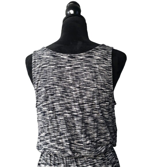 Merona Sleeveless Maxi Dress White Black Heathered with Elastic‎ Waist Sz Medium - Picture 6 of 11